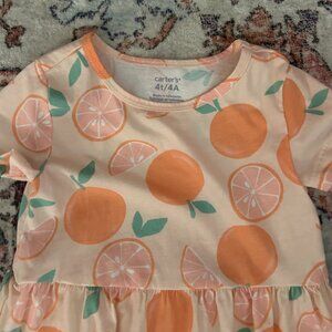 Toddler Dress With Orange Design - 4T